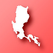吕宋岛地图红色背景与阴影