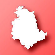 翁布里亚地图上的红色背景与阴影