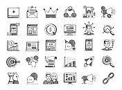 数字营销手绘矢量涂鸦线图标集 数字营销手绘矢量涂鸦线图标集