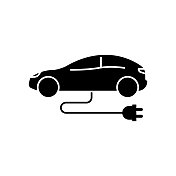 电动汽车固体平板图标。Icon适用于网页、手机应用、UI、UX、GUI设计。