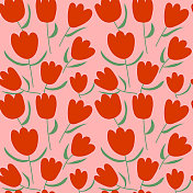 红色郁金香花图案