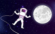 宇航员与太空和月球的探索。