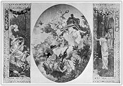 Antique image: Thé?tre national de l'Opéra-Comique, Paris, Decoration paintings, "Glorification of music" by Edouard Toudouze