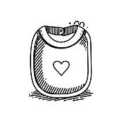婴儿围嘴线图标,草图设计,像素完美,可编辑的笔画。 婴儿围嘴线图标,草图设计,像素完美,可编辑的笔画。