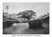 Lisoni，喀麦隆的一个村庄，半色调印刷，出版于1899年