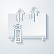 从电视发送。空白背景上剪纸效果的图标