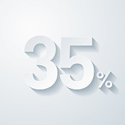 35% - 35%。空白背景上剪纸效果的图标
