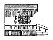 仿古雕刻插图:天篷，雨棚