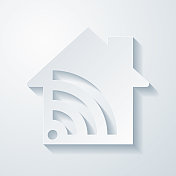 智能家居。空白背景上剪纸效果的图标 智能家居。空白背景上剪纸效果的图标