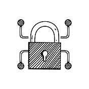 网络安全线图标,草图设计,像素完美,可编辑笔画。 网络安全线图标,草图设计,像素完美,可编辑笔画。