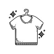 干洗线图标,草图设计,像素完美,可编辑的笔画。衣服。 干洗线图标,草图设计,像素完美,可编辑的笔画。衣服。