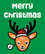 一只戴着圣诞帽的可爱驯鹿祝你圣诞快乐 一只戴着圣诞帽的可爱驯鹿祝你圣诞快乐