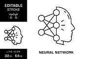 神经网络可编辑笔画线图标设计