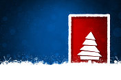 创意深午夜海军蓝彩色圣诞背景与一个大的镶边框架白色抽象模块化3D圣诞树在红色背景与雪花和雪遍布地面,边界或框架像门或门 创意深午夜海军蓝彩色圣诞背景与一个大的镶边框架白色抽象模块化3D圣诞树在红色背景与雪花和雪遍布地面,边界或框架像门或门