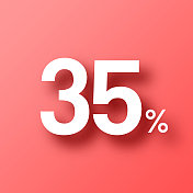 35% - 35%。图标在红色背景与阴影