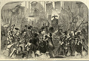 皇家婚礼庆典，柏林，维多利亚，皇家公主，普鲁士王储弗里德里希・威廉，贸易队伍经过宫殿，1858年