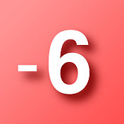 -6, -6。图标在红色背景与阴影 -6, -6。图标在红色背景与阴影