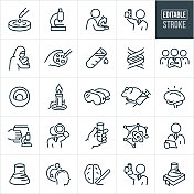 科学细线图标-可编辑的笔画-图标包括科学家,科学,实验室,实验室设备,烧杯,试管,DNA,显微镜,培养皿,科学实验,解剖,实验室大鼠,原子,分子,研究,实验,研究 科学细线图标-可编辑的笔画-图标包括科学家,科学,实验室,实验室设备,烧杯,试管,DNA,显微镜,培养皿,科学实验,解剖,实验室大鼠,原子,分子,研究,实验,研究