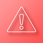 注意危险警告。图标在红色背景与阴影 注意危险警告。图标在红色背景与阴影