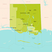 MS杰克逊县矢量地图绿色