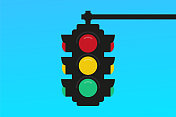 红色交通灯的插图。