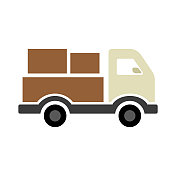 卡车图标与货物。 卡车图标与货物。