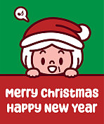 亲爱的奶奶戴着圣诞老人的帽子,举着一个牌子,祝你圣诞快乐,新年快乐 亲爱的奶奶戴着圣诞老人的帽子,举着一个牌子,祝你圣诞快乐,新年快乐