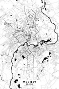 白俄罗斯，莫吉列夫矢量地图