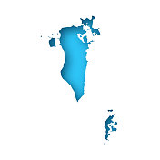 巴林地图-白纸，蓝色背景