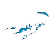 英属维尔京群岛地图-白纸在蓝色背景上裁剪