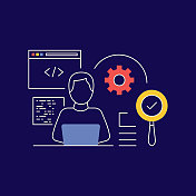 与代码开发人员相关的概念向量插图。互联网，编码，Html, CSS。