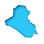 伊拉克地图-蓝色背景的白纸