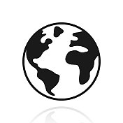 世界――地球。白色背景上反射的图标