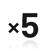 x5,五次。白色背景上反射的图标 x5,五次。白色背景上反射的图标