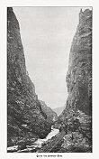 美国科罗拉多州阿肯色河皇家峡谷，半色调印刷，1899年出版
