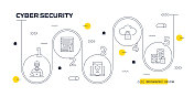 网络安全矢量信息图。设计是可编辑的，颜色可以改变。创意图标的矢量集:防火墙，黑客，云安全，网络钓鱼，网络安全，电子邮件病毒