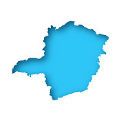米纳斯吉拉斯州地图-白纸，蓝色背景