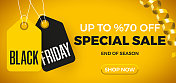 黑色星期五销售网页横幅设计与黑色和黄色