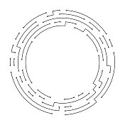 圆形黑线在白色电路板电子与复制空间在中间