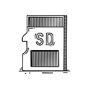 记忆卡线图标,草图设计,像素完美,可编辑的笔画。 记忆卡线图标,草图设计,像素完美,可编辑的笔画。