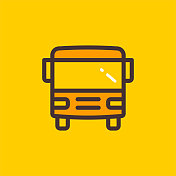 公共汽车颜色线图标设计与可编辑的笔画。适合网页，移动应用，UI, UX和GUI设计。