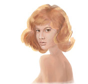 四分之三的女性肖像。卷曲的头发。混合种族