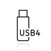 USB4闪存盘。白色背景上反射的图标