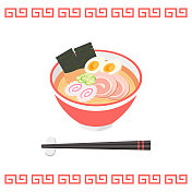 日本料理，用筷子拉面。
