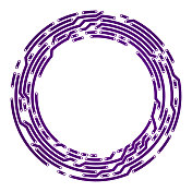 圆形紫色电线在白色电路板电子与复制空间在中间