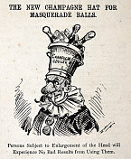 美国讽刺漫画，19世纪假面舞会香槟热