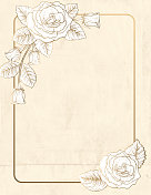 羊皮纸邀请模板与植物玫瑰