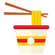 食品杂货包装彩色方便面图标在白色背景