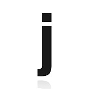 字母j.白色背景反射图标