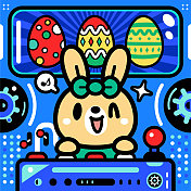 一只可爱的兔子正在驾驶一艘无限动力宇宙飞船寻找复活节彩蛋